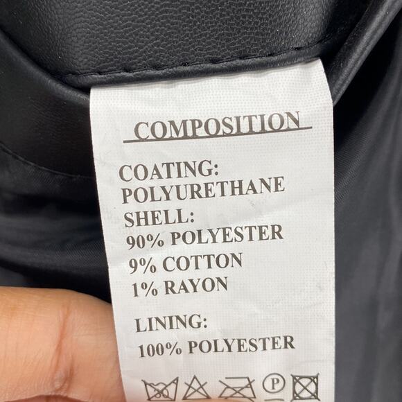 SF Superlative Fashion black moto jacket grunge dark faux leather size M - Picture 10 of 11